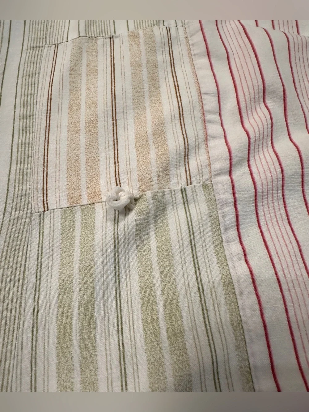 VTG Tommy Hilfiger Patchwork Tie Quilt Coverlet 88x86” Cotton Pastels Stripes